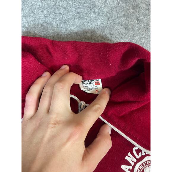 VINTAGE Collegiate Pacific Jacket Womens XL Red Manchester Full Zip Athletic 90s - Picture 6 of 6